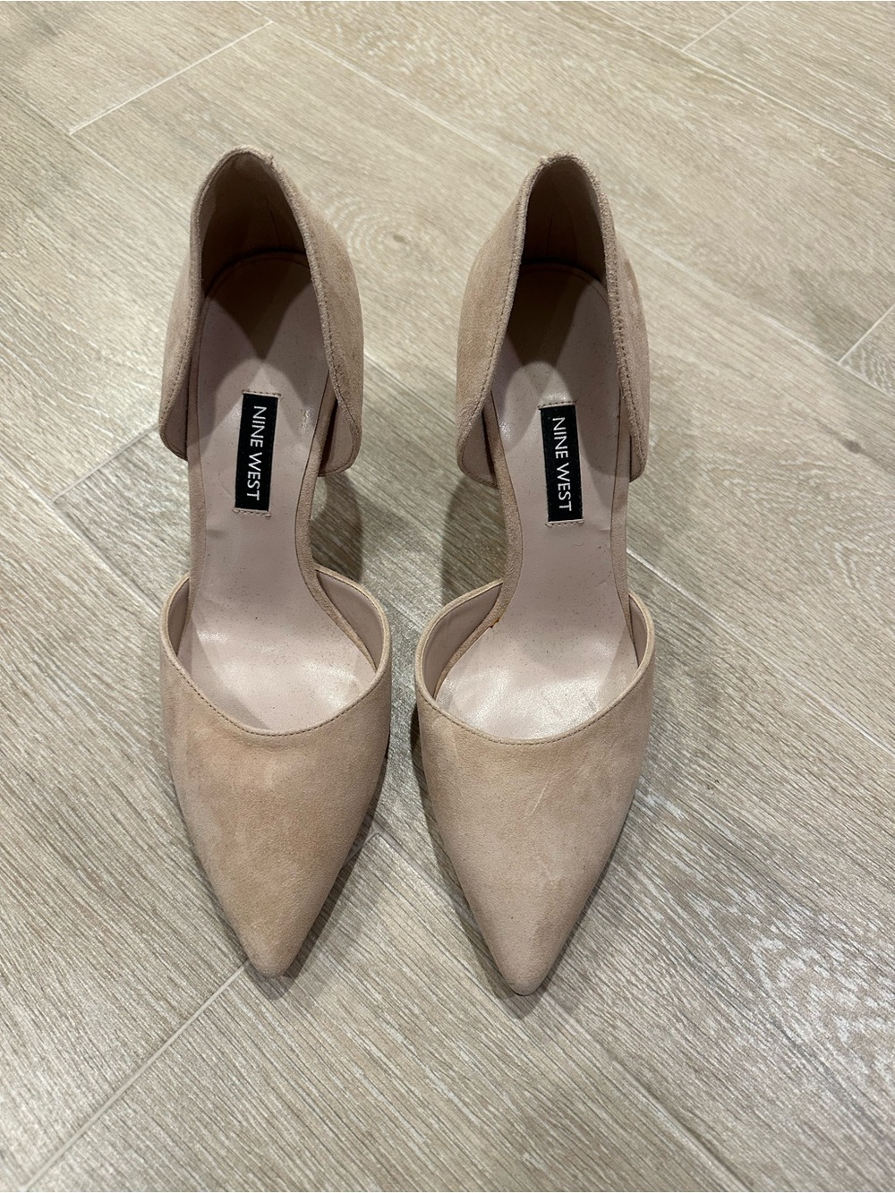 Nine West Blush Suede Pointed D'Orsay Pumps